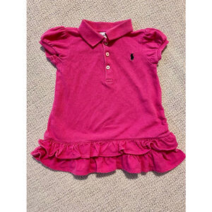 Ralph Lauren Girl's Ruffle Tiered Peplum Puff Sleeve Dress Baby 3M Pink